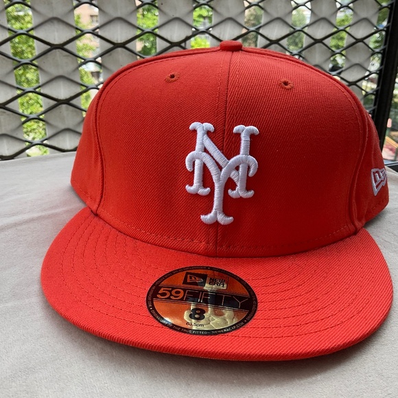 New Era New York Mets RARE ORANGE HOME Fitted cap size 8 - Picture 1 of 8